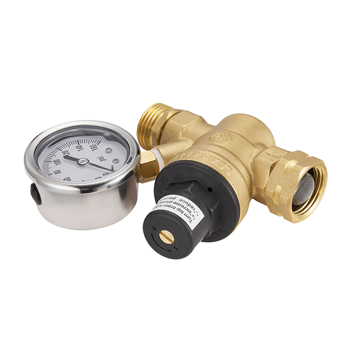 Lead Free Brass Water Pressure Reducing Valve Regulator Relief Valve With Gauge Meter BJ44007