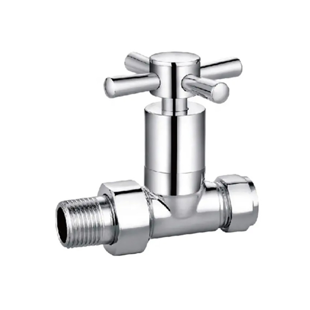 Brass chrome straight traditional radiator valves with cross handle for radiators BJ21005