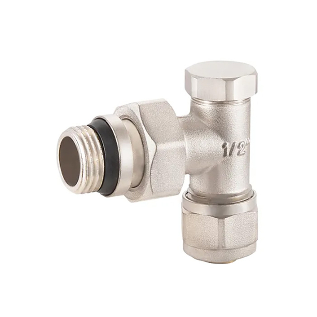 brass angled nickel plated radiator valves with lock shield BJ21011-J