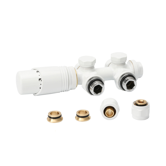 Thermostatic Integrated H Block Radiator Valve Set for Bathroom Radiators BJ13003