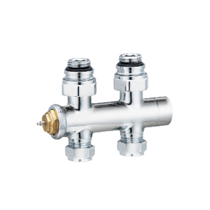 Twin Straight Integrated TRV Chrome Thermostatic Radiator Valves BJ13002