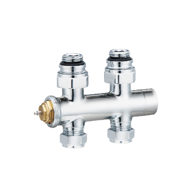 Twin Straight Integrated TRV Chrome Thermostatic Radiator Valves BJ13002