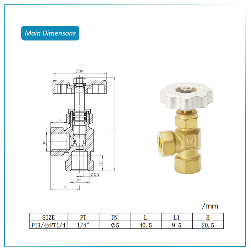 Brass Stop Angle Valve dimensions