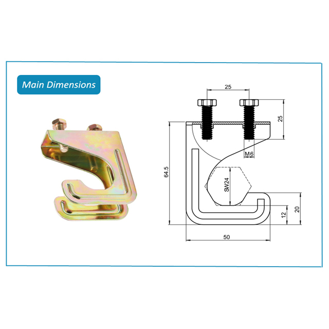 Steel Sprinkler Pipe Bracket Fittings Big Pothook for Fire Protection BJ56002