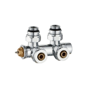 Chrome Angled 50mm Integrated Thermostatic H Block Valve Set For PEX Pipe BJ13001-J