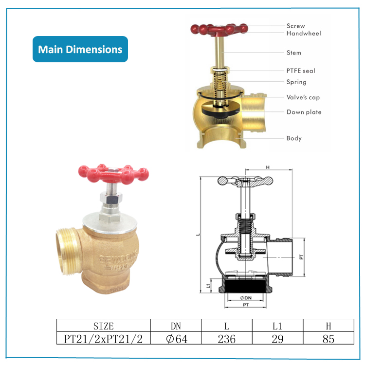 bronze fire hydrant valve dimensions