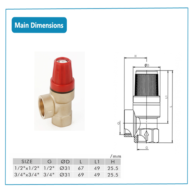 Boiler Solar Water Heater Safety Relief Valve For Heating System BJ41001