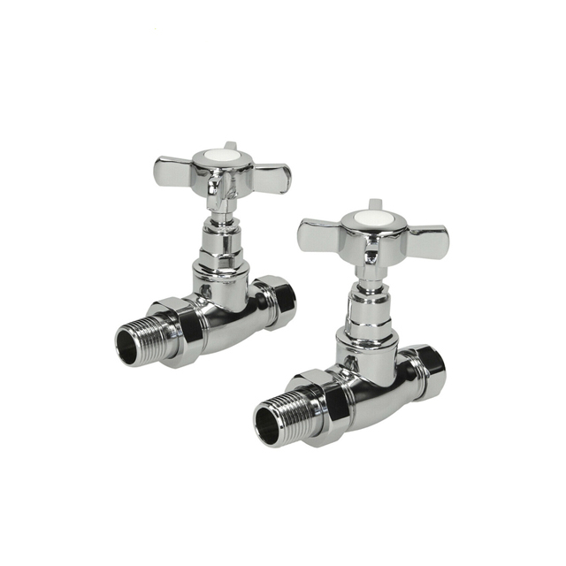 Chrome Straight Traditional Radiator Valves 15mm BJ21004 For Center Heating System