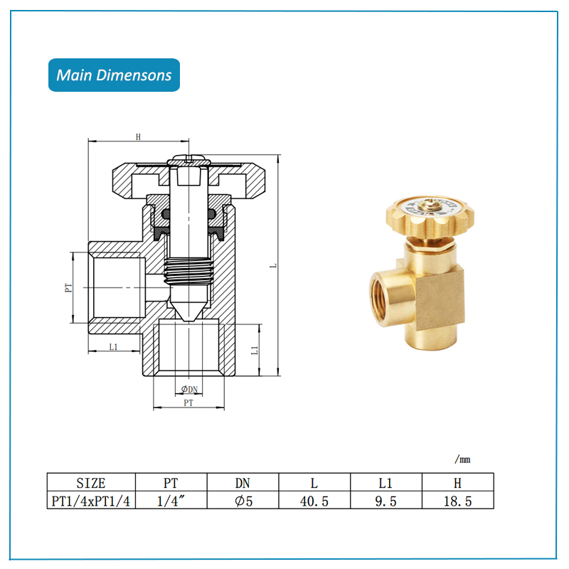 54004 brass needle stop valve dimensions